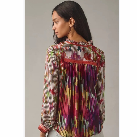 Anthropologie Conditions Apply Blouse Peasant Mosaic Multicolor - Picture 11 of 15